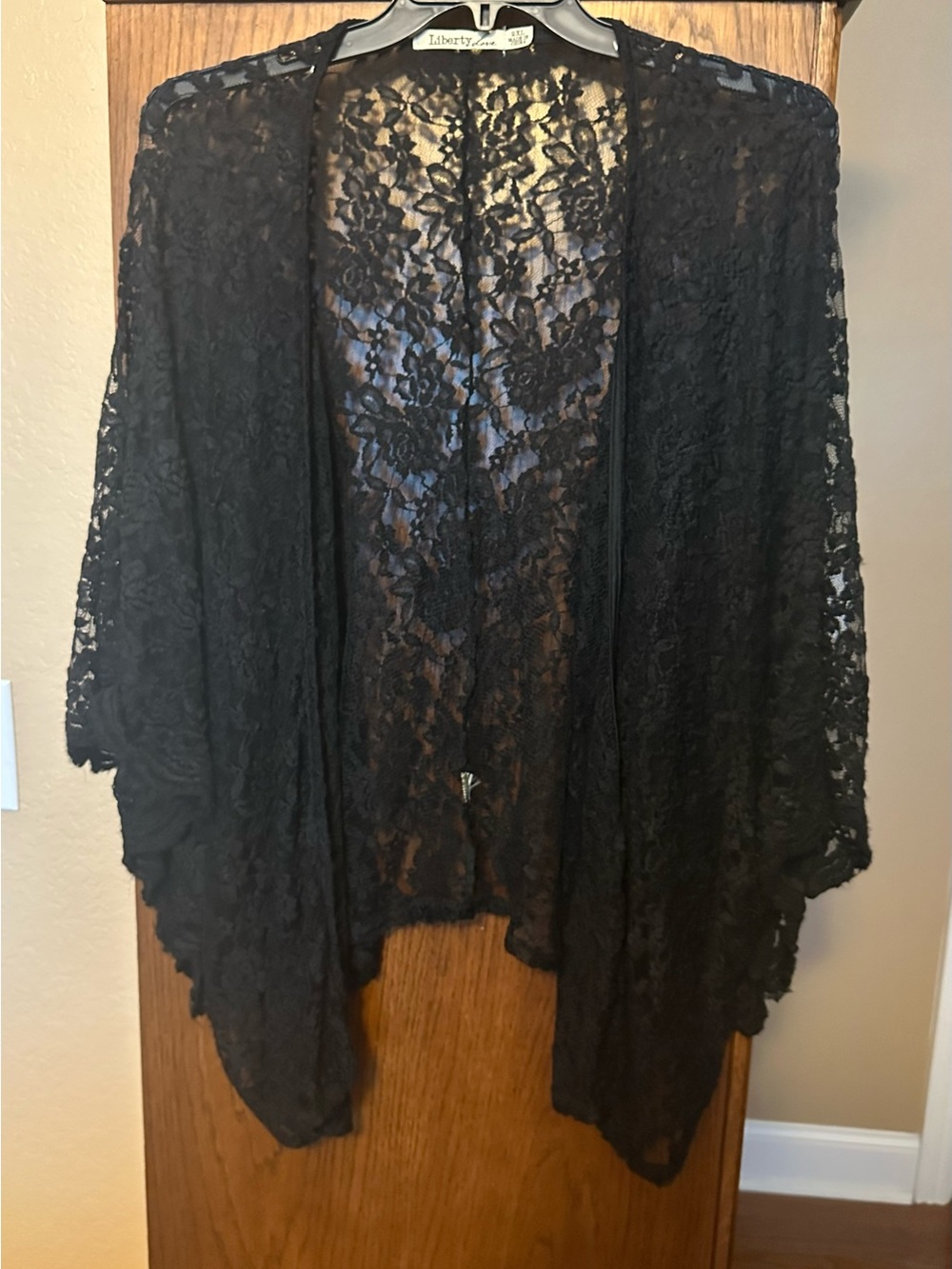 Liberty Love Black Floral Lace Kimono Cover-Up